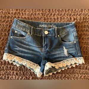 Almost Famous Jean Shorts with Lace Trim